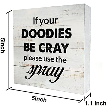 Rustic Funny Bathroom Wood Box Sign Decor - color: DOODIES