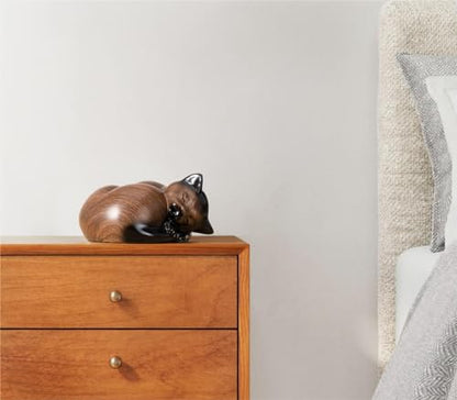 Pet Urns,Sleeping Resin Cremation Cat Urn, Cat Urns for Ashes, Small Animal Urn （Black Walnut） - color: Black Walnut