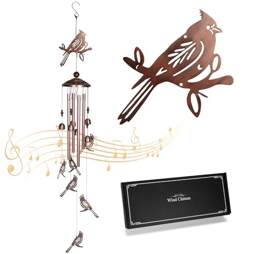 Cardinal Wind Chimes for Outside - Memorial Wind Chime, Love‘s Gentle Messenger. A Thoughtful Gift of Hope & Comfort for Sympathy, Mother‘s Day, Father’s Day, Housewarming, and Garden Decor - size: 40 inches