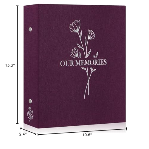 Lanpn Photo Album 4x6 400 Pockets, Linen OUR MEMORIES Hardcover Photo Book Photobook Holds 400 Vertical Pictures Only Purple - color: Purple, size: 400 Photos