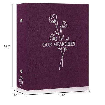 Lanpn Photo Album 4x6 400 Pockets, Linen OUR MEMORIES Hardcover Photo Book Photobook Holds 400 Vertical Pictures Only Purple - color: Purple, size: 400 Photos