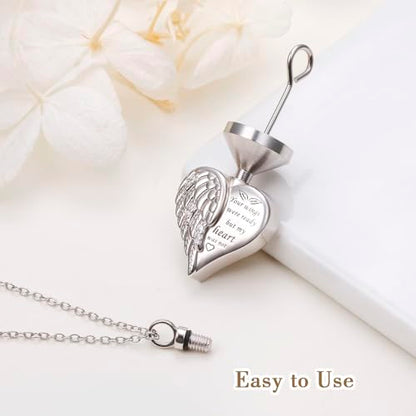 925 Sterling Silver Urn Necklaces for Women Claddagh/Angel Wings/Guitar/Butterfly/Tree of Life Ashes Memorial for Loss Keepsake Jewelry Present Easter Day of the Dead - style: Angel Wings