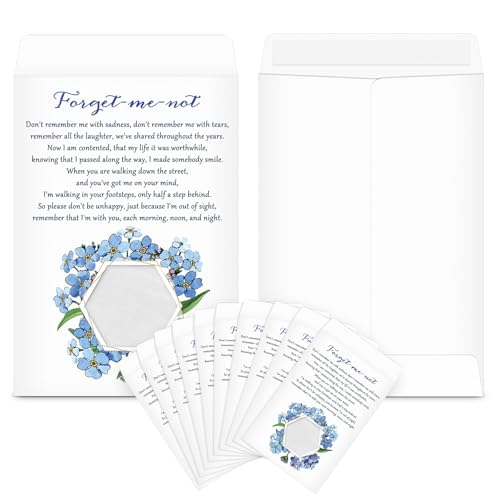 50 Pcs Forget Me Not Seed Packets Envelopes with Clear Window Resealable Seed Organizer Storage Bag Celebration of Life Packets for Funerals Loss of Loved One
