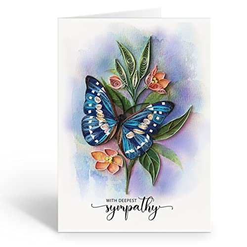 Butterfly Sympathy Card, Animal Pattern, 5in x 7in, Blank Inside, Envelope Included - color: Butterfly Sympathy