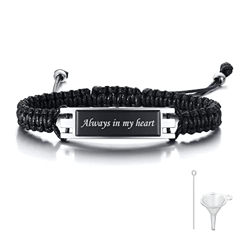 MPRAINBOW Adjustable Cremation Memorial Urn Bracelet, Stainless Steel Cremation Manmade Braided Urn Bracelet Keepsake Urn Bracelet for Ashes with Fill Kit - color: style A-1PCS