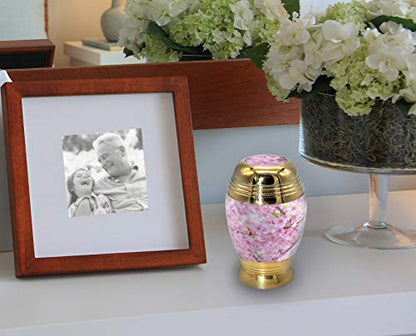 Cherry Blossom Keepsake Urns for Human Ashes with Velvet Gift Box for Cremation Keepsakes for Ashes - Small Cremation Urn and Small Keepsake Urn Set of 4 - color: Cherry Blossom