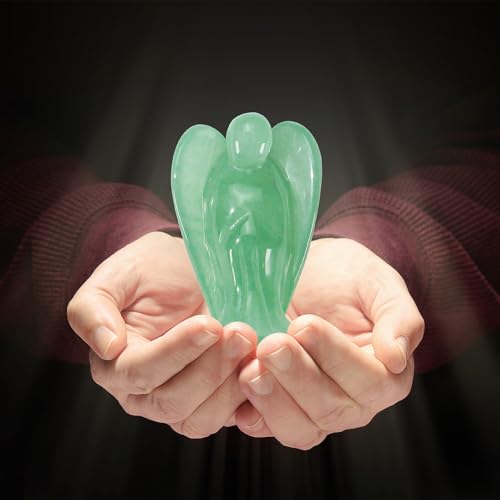 Small Guardian Angel Prayer Figurines Statue, Green Aventurine Crystals and Healing Stones Bereavement Sympathy for loss of loved one, Grief Gifts for Women, Faith Based Spiritual Gift for Cancer - color: Green