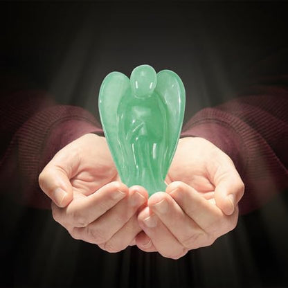 Small Guardian Angel Prayer Figurines Statue, Green Aventurine Crystals and Healing Stones Bereavement Sympathy for loss of loved one, Grief Gifts for Women, Faith Based Spiritual Gift for Cancer - color: Green