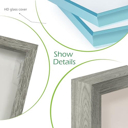 FrameWorks 8x8 Driftwood Wooden Shadow Box Frame – Soft Felt Back, Tempered Glass, and Included Elegant White Ball Push Pins - color: Grey, size: 8"x8"