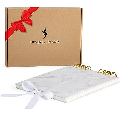 Never Ever Land Scrapbook Album – 12x10 Marble Scrap Book. Scrapbooking Supplies, Memory Book, Wedding Guest Book, Photo Album, Baby Shower Gifts, Valentines, Engagement Gifts, and Anniversary - color: Marble