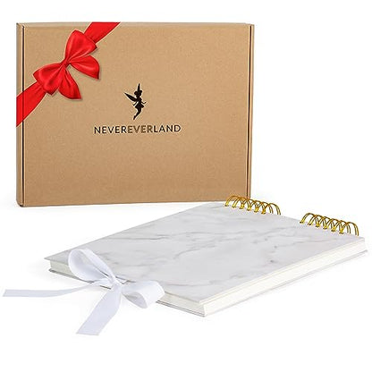 Never Ever Land Scrapbook Album – 12x10 Marble Scrap Book. Scrapbooking Supplies, Memory Book, Wedding Guest Book, Photo Album, Baby Shower Gifts, Valentines, Engagement Gifts, and Anniversary - color: Marble