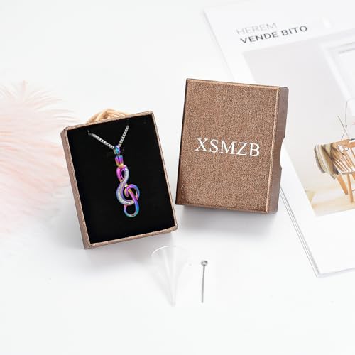 XSMZB Cremation Jewelry Crystal Music Note Urn Necklace for Ashes Stainless Steel Necklace Urn Cremation Memorial Ashes Holder Keepsake Pendant Locket - color: Colorful