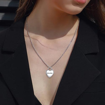 Heart Locket Cremation Jewelry for Ashes Urn Necklace for Women Men Family Carved Memorial Urn Pendant Ashes Holder - style: Brother