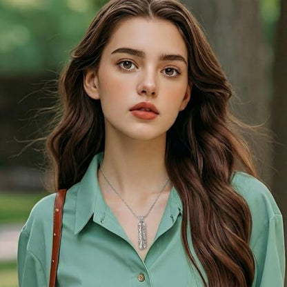 Cylinder Urn Necklace Crystal Tree of Life Cremation Jewelry Pendant for Women Men Vial Cremation Ash Pendant Loved One Memorial Jewelry with Mini Keepsake Urn Ash - Always In My Heart - color: Silver-Rose Gold-Always In My Heart
