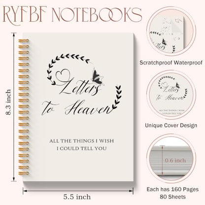 Memorial Gifts Grief Journal for Women, Sympathy Gifts for Loss of Loved One Notebook, Grief Bereavement Gift, Letters to Heaven Hardcover Notebook 5.5x8.3 Inch - color: Letters