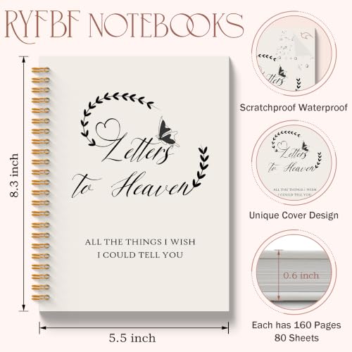 Memorial Gifts Grief Journal for Women, Sympathy Gifts for Loss of Loved One Notebook, Grief Bereavement Gift, Letters to Heaven Hardcover Notebook 5.5x8.3 Inch - color: Letters