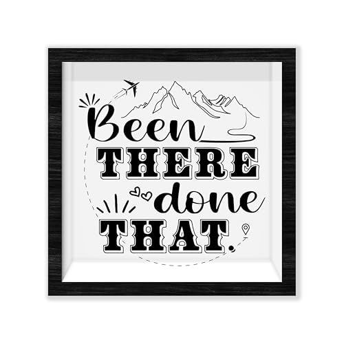 Black Travel Shadow Box Frame with Slot, Been There Done That Boxes Frames for Fund, 8x8 Memory Box for Keepsakes, Travel Gifts and Decorations, 01 - size: been there done that