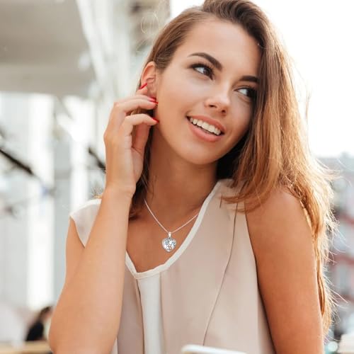 TUGHRA Locket Necklaces That Holds Picture Sterling Silver Elephant Locket Heart Pendant Necklace Photos Jewelry Gifts for Women Teen Mom Daughter - style: 05-White Gold