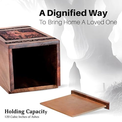 Horse Miniature Wooden Urns for Ashes - Funeral Memorial Urns for Male 8" | Keepsake Wood Urns for Human Ashes for Adult Female, Cremation Wooden Ash Holder, Remembrance Gift - size: 8x4.7INCH