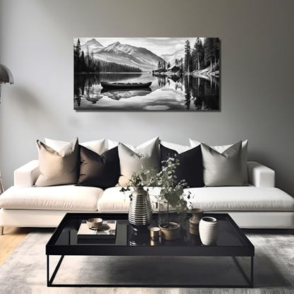 JuhaiArt Landscape Wall Art Black Wall Art Print for Office - color: Black, size: 48"L x 24"W