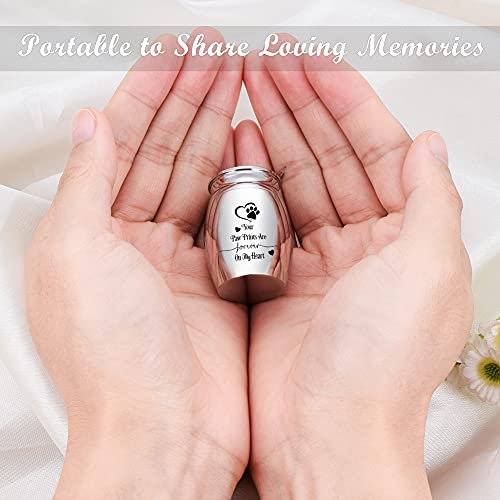 Small Dog Paw Keepsake Urn - Mini Cremation Urn for Pets - 1.57 Inches - Your Paw Prints are Forever On My Heart - color: Silver