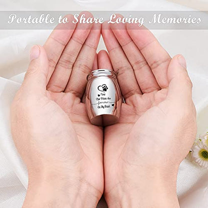 Small Dog Paw Keepsake Urn - Mini Cremation Urn for Pets - 1.57 Inches - Your Paw Prints are Forever On My Heart - color: Silver