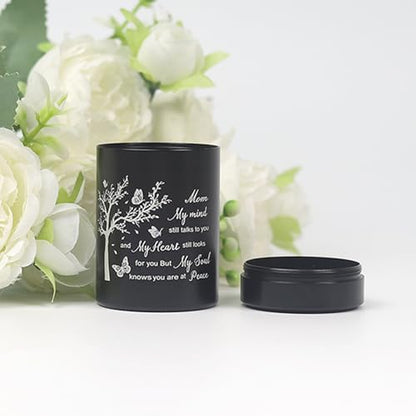 3 Inch Small Urn for Human Ashes Aluminum Mini Cremation Small Keepsake Box for Sharing Ashes Mini Urn-Mom - size: Black-Mom