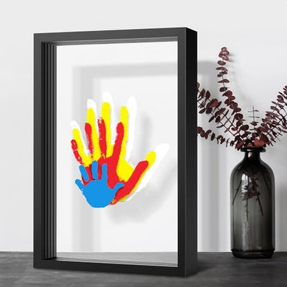 Family Handprint Kit for 4, Hand Print Keepsake Frame DIY Craft Gift - color: Black, size: 4 Pages Acrylic Boards
