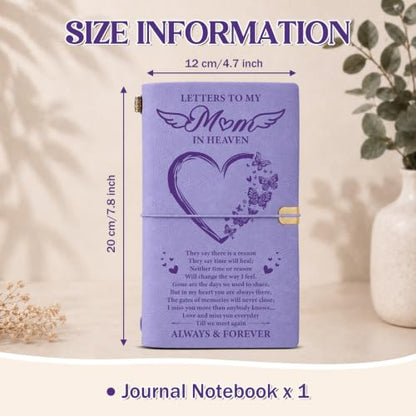 Vetbuosa Memorial Gifts for Loss of Mom, Letters to Mom in Heaven Leather Journal, Sympathy Remembrance Bereavement Condolence Gifts for Loss of Mother, A6 Purple Journal with 140 Pages - color: Purple-Mother