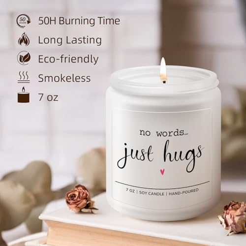 Sympathy Gifts for Loss of Loved One, No Words Just Hugs Candle, Lavender | Memorial Gifts, Bereavement Gift, Grief Think of You Condolence Get Well Gift, 7oz Lavender Scented Soy Wax Candle - color: Off-White
