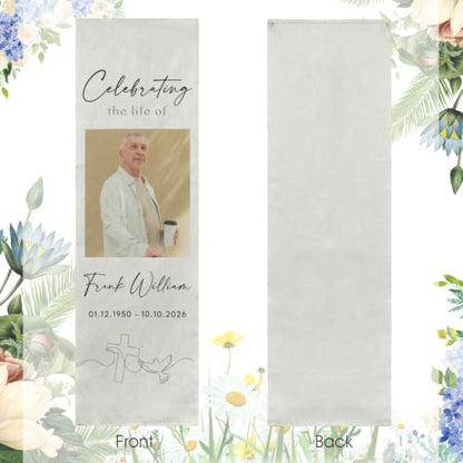 Personalized Celebrating The Life Of Welcome Sign, Funeral Fabric Banner #3 - color: Design 3