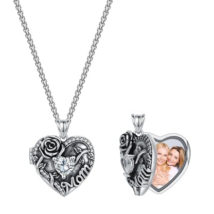 925 Sterling Silver Pictures Locket Necklace for Women Men - color: Black plated 7