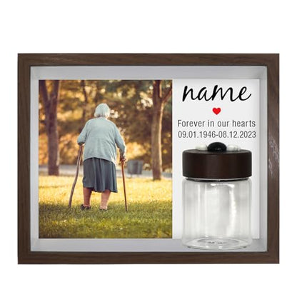 Personalization Memorial Photo Frame with Glass Keepsake Jar，Perfect for Preserving Loved One’s Hair & Memories，Sympathy Bereavement Gift - Holds 4x6 inch pictures (style1) - color: style1