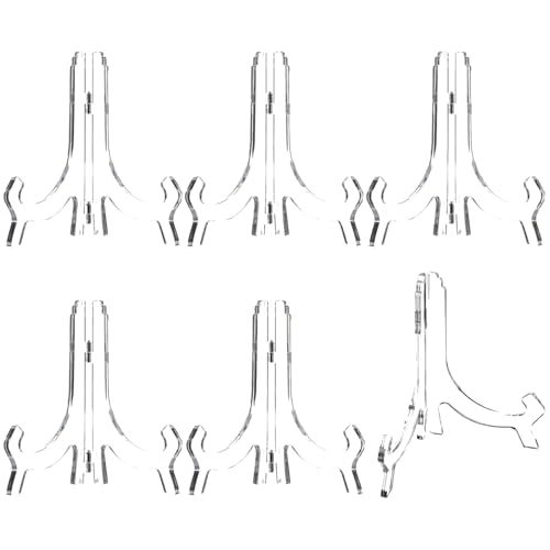 HESTYA 6 Pack 10 Inch Clear Acrylic Easel Stands for Plate Display - color: Clear, size: 10 Inch