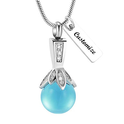 Memorial Jewelry Pearl Urn Necklace - Cremation Ashes Holder Keepsake for Women - color: Customize