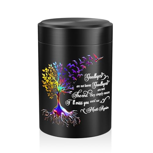 SOITIS Small Urn for Human Ashes Keepsake 2.6 inch Aluminum Urn for Ashes, Keepsake Mini Urn for Human Ashes Memorial Funeral Urn - Black Sharing Urn for Women Men - color: Black Tree