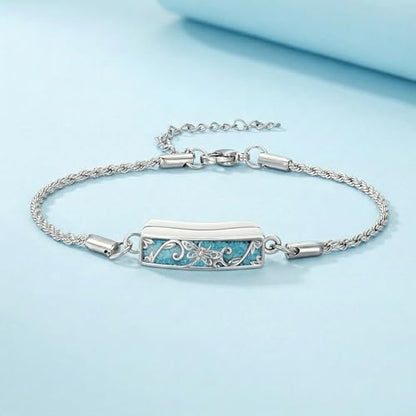 YYB Urn Bracelet for Ashes Hummingbird/Dragonfly/Butterfly/Sunflower Turquoise Locket Bracelet Cremation Memorial Jewelry Mothers Day Gifts for Women - color: Dragonfly