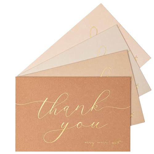 Crisky 50 Pcs Neutral Thank You Cards With 50 Envelopes & 50 Stickers Simple, Chic, Elegant Greeting Cards Perfect for: Wedding/Business/Birthday/Graduation etc. 4 x 6 inches 50 Pack - style: Neutral