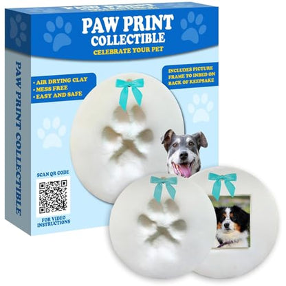 SD Toyz Pet Paw Print Ornament Kit, Dog & Cat Keepsake Picture Frame, Clay Mold Pawprint, Pet Lover Gift