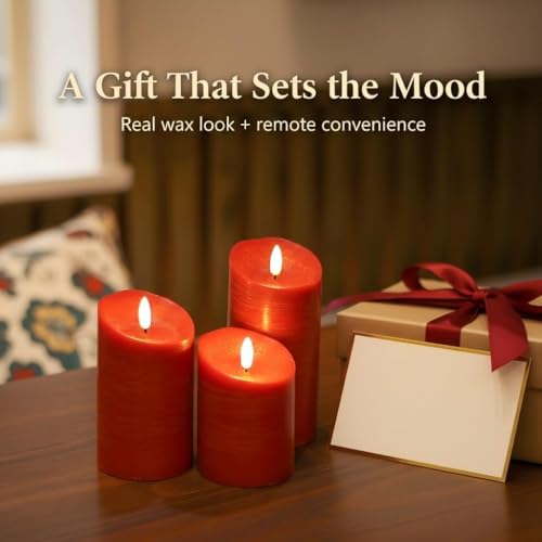 ANGELLOONG Red Candles, Flickering Flameless Candles with Remote - color: Red
