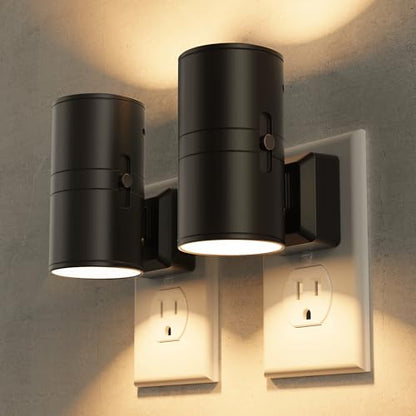 Night Lights Plug into Wall, Modern LED Night Light Plug in, Dusk to Dawn Sensor, Soft White 3000K, 0-100LM Adjustable Brightness, Dimmable NightLight for Hallway, Bedroom, Stairway, 2 Pack | Dusk to Dawn Sensor, Soft White 3000K, 0-100LM Adjustable Brigh