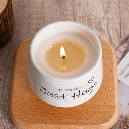 Sympathy Gifts for Loss of Loved One, No Words Just Hugs Candle, Bereavement, Grief, Miscarriage, Memorial Gifts - 6oz Lavender Scented Soy Wax Candle - Get Well Gift for Grieving Friends Women