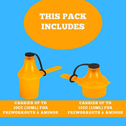 Supplement Container, Scoop, and Funnel System for Pre Workout Powder, Spill Proof Holder Dispenser, Gym and Shaker Bottle Travel Accessory, PACK OF 2, WHITE - color: White