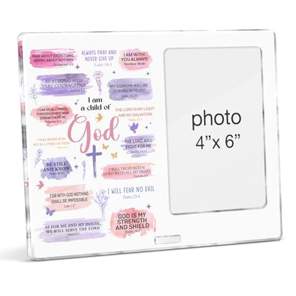 Baptism Gift for Girl Women, Christian Religious Baptism Gifts for Girl Granddaughter Goddaughter Birthday Christening Party, I Am a Child of God Acrylic Picture Frame 4 x 6 Inches Photo - color: Baptism- G