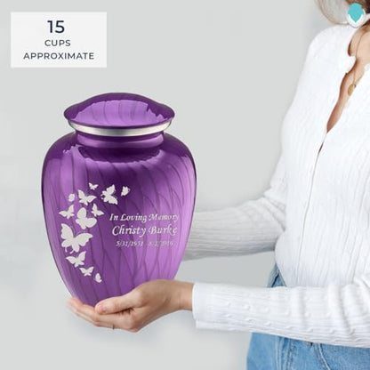Geturns Embrace Adult Personalized Butterfly Cremation Urns for Human Ashes I Large Pearl Purple Funeral Urn for Men and Women I 200 lbs - color: Pearl Purple