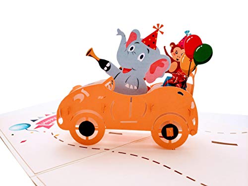 iGifts And Cards Animal Party Squad 3D Pop-Up Card – Birthday Wishes 5"x7" | Whimsical Safari Theme, Funny Celebration Surprise, Milestone Greeting, Daughter, Son, Nephew, Niece, Wildlife Paper Keepsake - color: Animals Birthday
