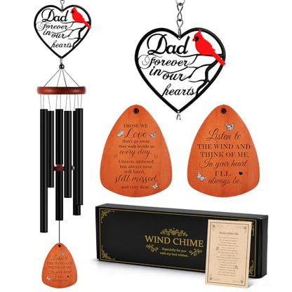 Kathfly Cardinal Wind Chimes for Loss of Loved One, 28" Memorial Wind Chimes for Outside, Cardinal Sympathy Bereavement Condolence Funeral Windchime Gifts for Loss of Father Dad Him - style: Memorial Dad