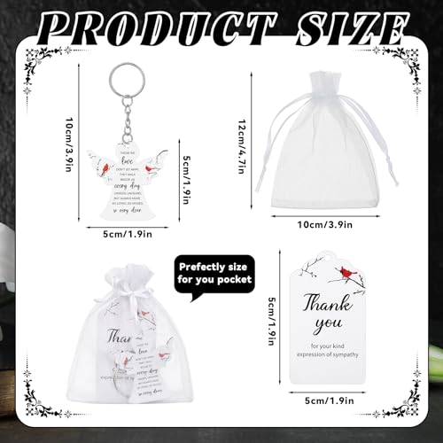 Equsion 60 Set Funeral Keychains for Guests Memorial Favors, Cardinal Bird - style: Cardinal Bird