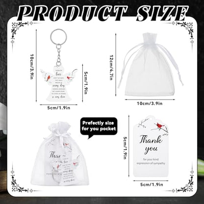 Equsion 60 Set Funeral Keychains for Guests Memorial Favors, Cardinal Bird - style: Cardinal Bird