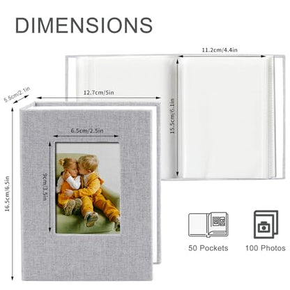 Photo Albums 4x6 Pictures, Polaroid Photos Album Book, Photo Book Small Linen Cover Photo Album, 50 Page Holds 100 Pictures, Photobook for Valentines Day, Anniversary, Vacations, Wedding Baby Grey - color: Grey
